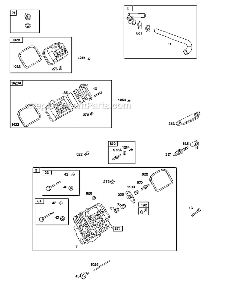 Cylinder Heads Valves Gasket Set-Valve Diagram and Parts List for 384445-0112-E1  Briggs and Stratton Engine